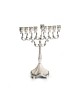 Nickel Plated Chanukah Menorah with Cream Colore... | Hanukkah Menorah