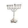 Nickel Plated Chanukah Menorah with Cream Colore... | Hanukkah Menorah