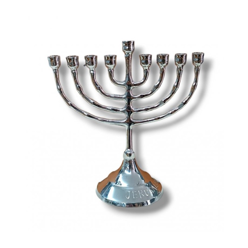 Small Nickel Plated Chanukah Menorah For Candles... | Hanukkah Menorah
