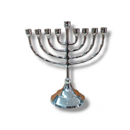 Small Nickel Plated Chanukah Menorah For Candles... | Hanukkah Menorah
