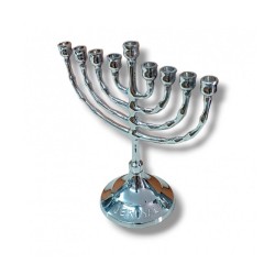 Small Nickel Plated Chanukah Menorah For Candles... | Hanukkah Menorah