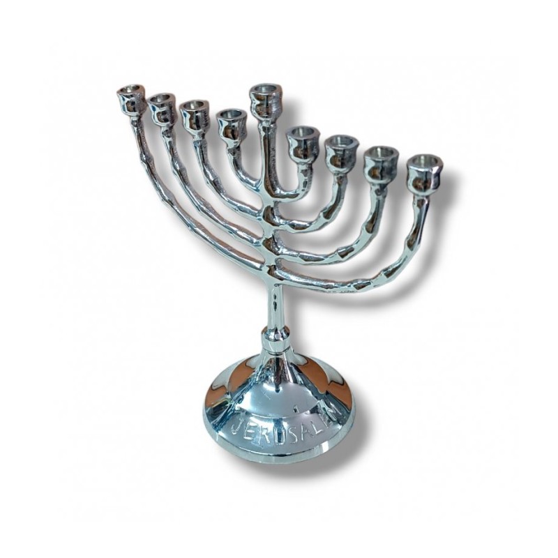 Small Nickel Plated Chanukah Menorah For Candles... | Hanukkah Menorah