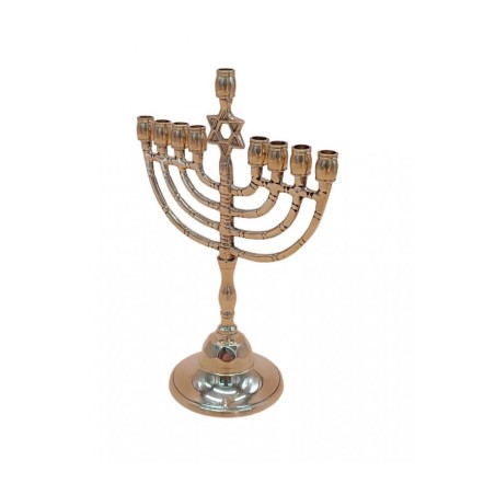 Chanukah Menorah Gold Metal with Decorative Star... | Hanukkah Menorah