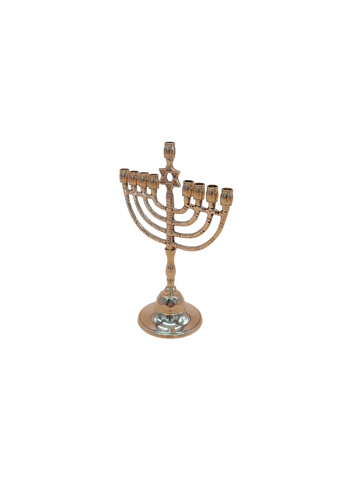 Chanukah Menorah Gold Metal with Decorative Star... | Hanukkah Menorah