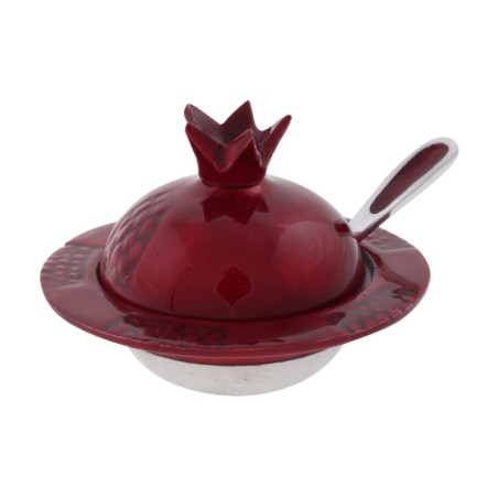 Pomegranate Honey Dish with Lid and Spoon... | Jewish Gift from Israel