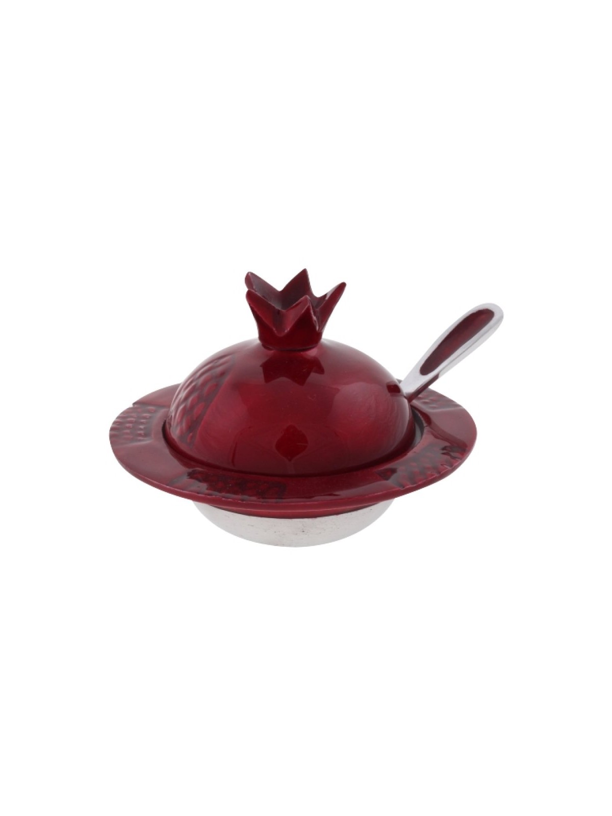 Pomegranate Honey Dish with Lid and Spoon... | Jewish Gift from Israel