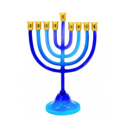 Various Shades of Blue Chanukah Menorah on Stem ... | Hanukkah Menorah