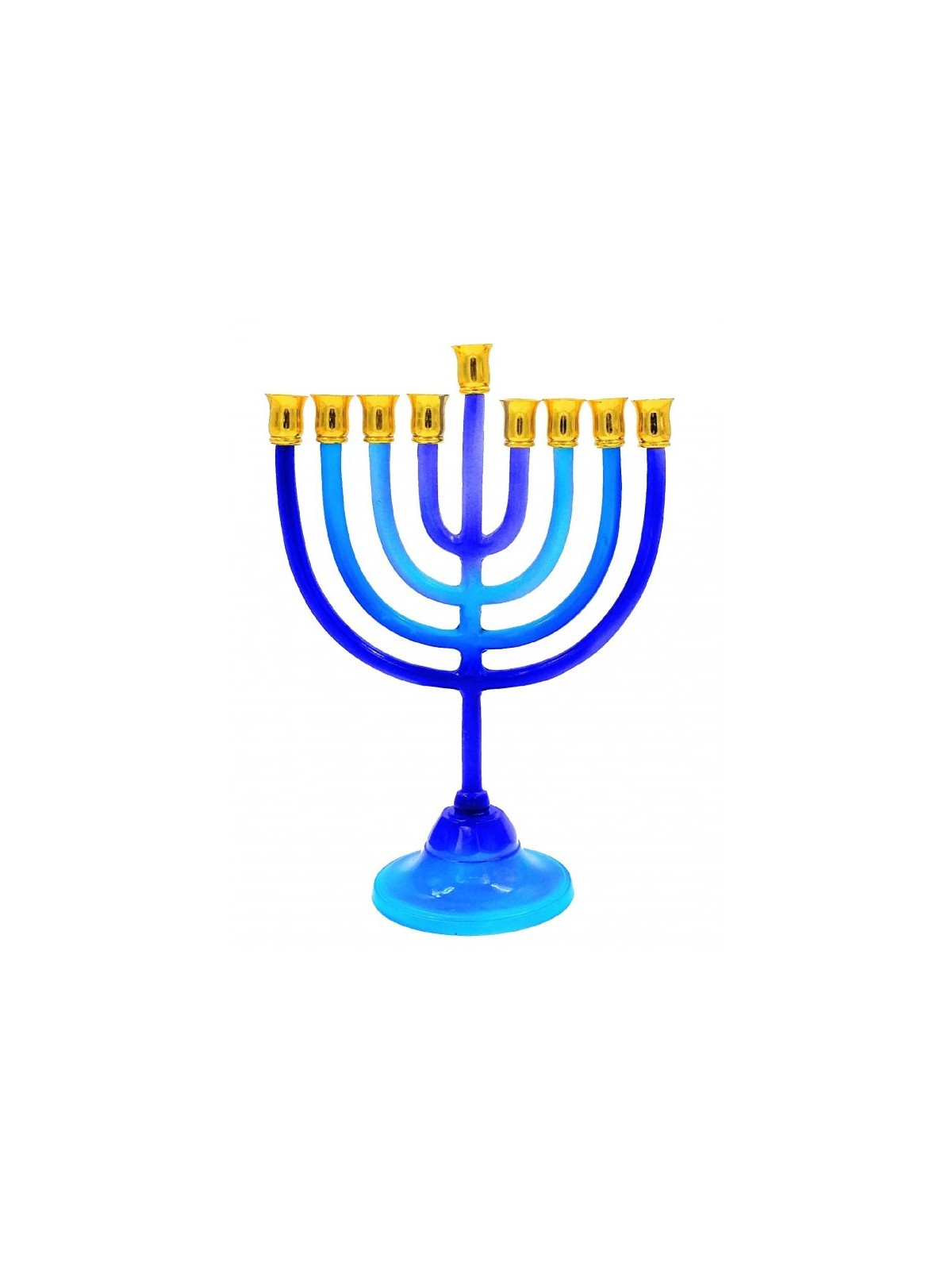 Various Shades of Blue Chanukah Menorah on Stem ... | Hanukkah Menorah