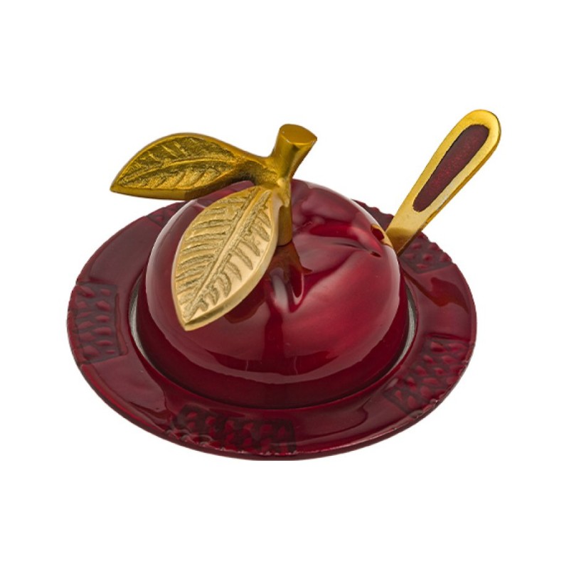 Colorful Apple Shaped Honey Dish with Lid... | Jewish Gift from Israel