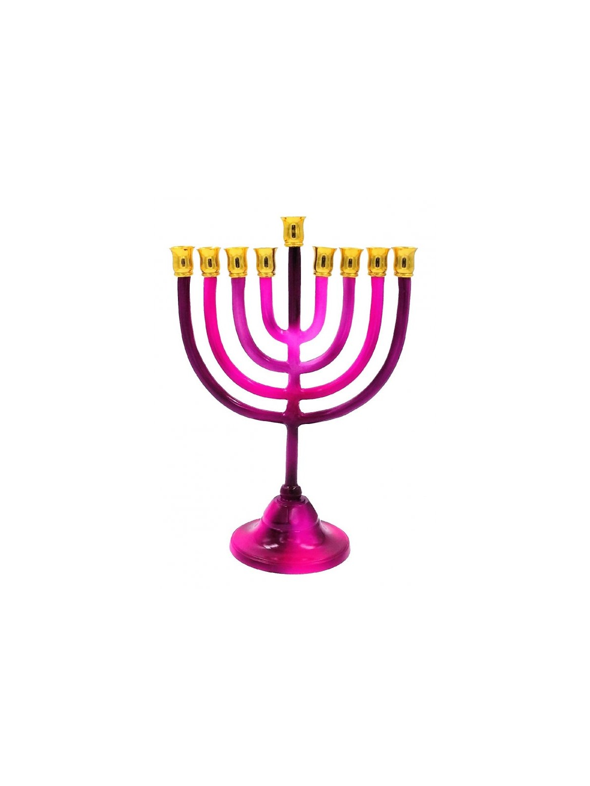 Shades of Fuchsia Chanukah Menorah on Stem Alumi... | Hanukkah Menorah