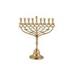 Yair Emanuel Gold Brass Chanukah Menorah with Po... | Hanukkah Menorah