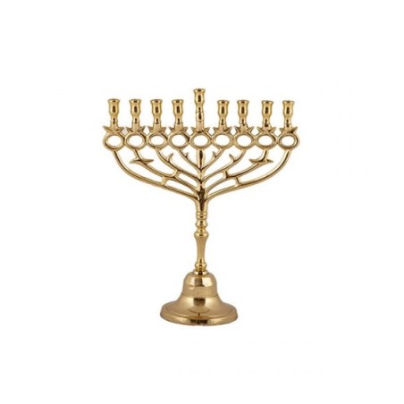 Yair Emanuel Gold Brass Chanukah Menorah with Po... | Hanukkah Menorah