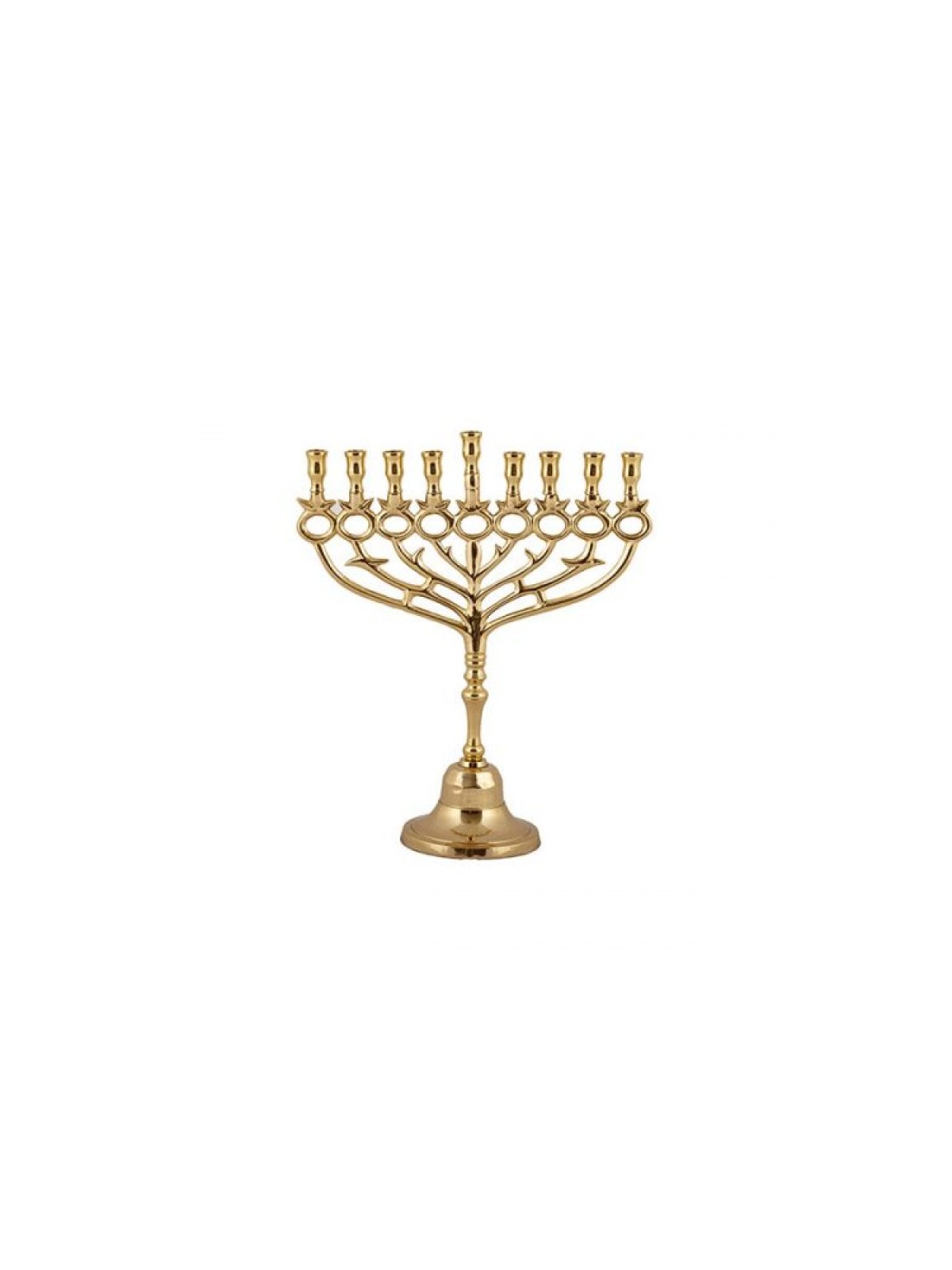Yair Emanuel Gold Brass Chanukah Menorah with Po... | Hanukkah Menorah