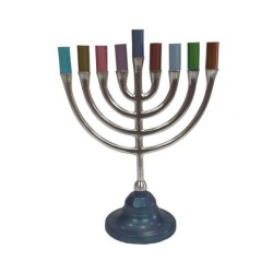 Yair Emanuel Pewter Chanukah Menorah Traditional... | Hanukkah Menorah