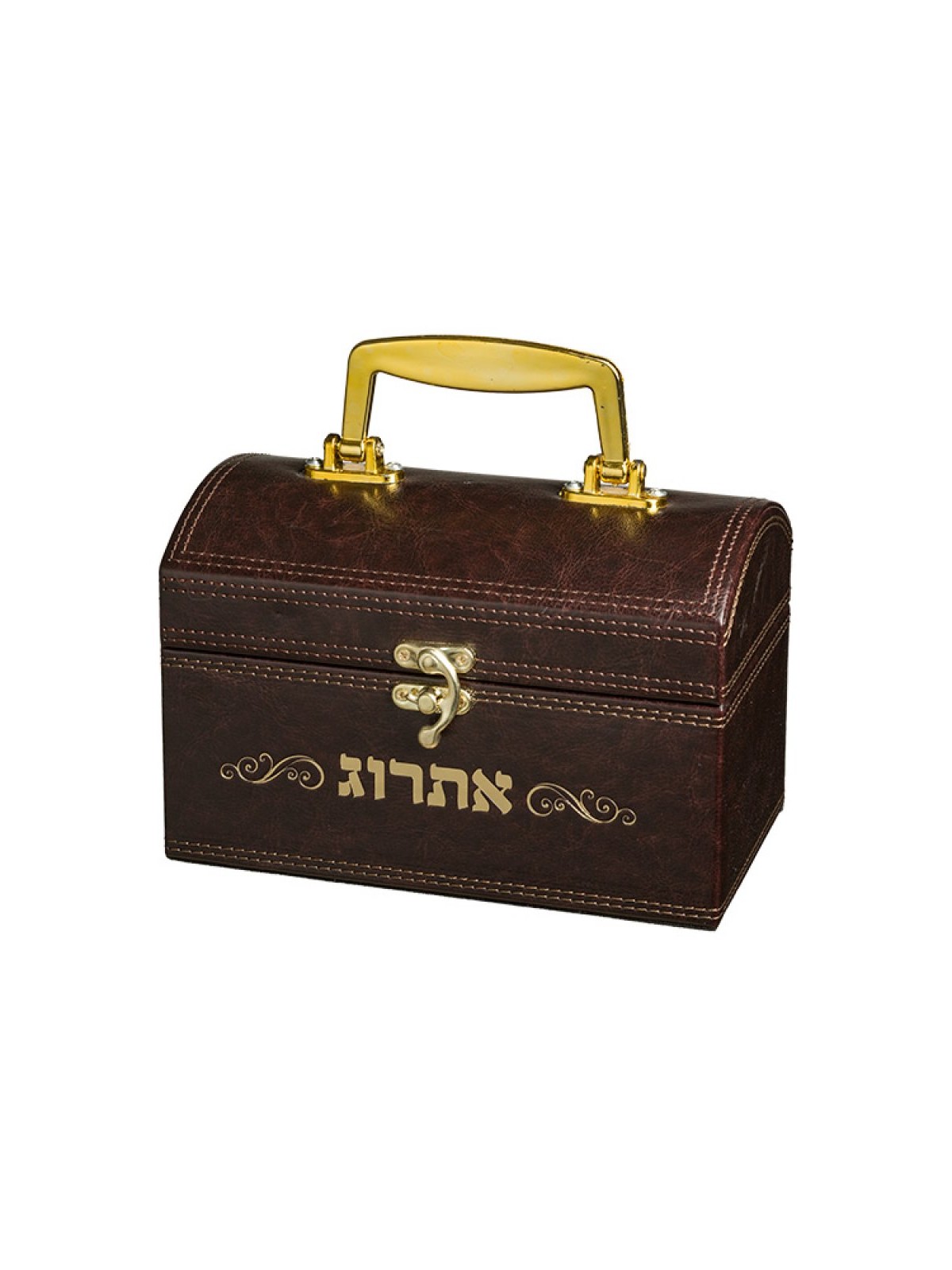 Faux Leather Dark Brown Padded Chest Style Etrog Box %9... | Etrog Box