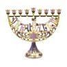 Enamel Menorah with Star of David Jerusalem Gold... | Hanukkah Menorah