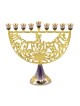 Enamel Menorah with Star of David Jerusalem Gold... | Hanukkah Menorah