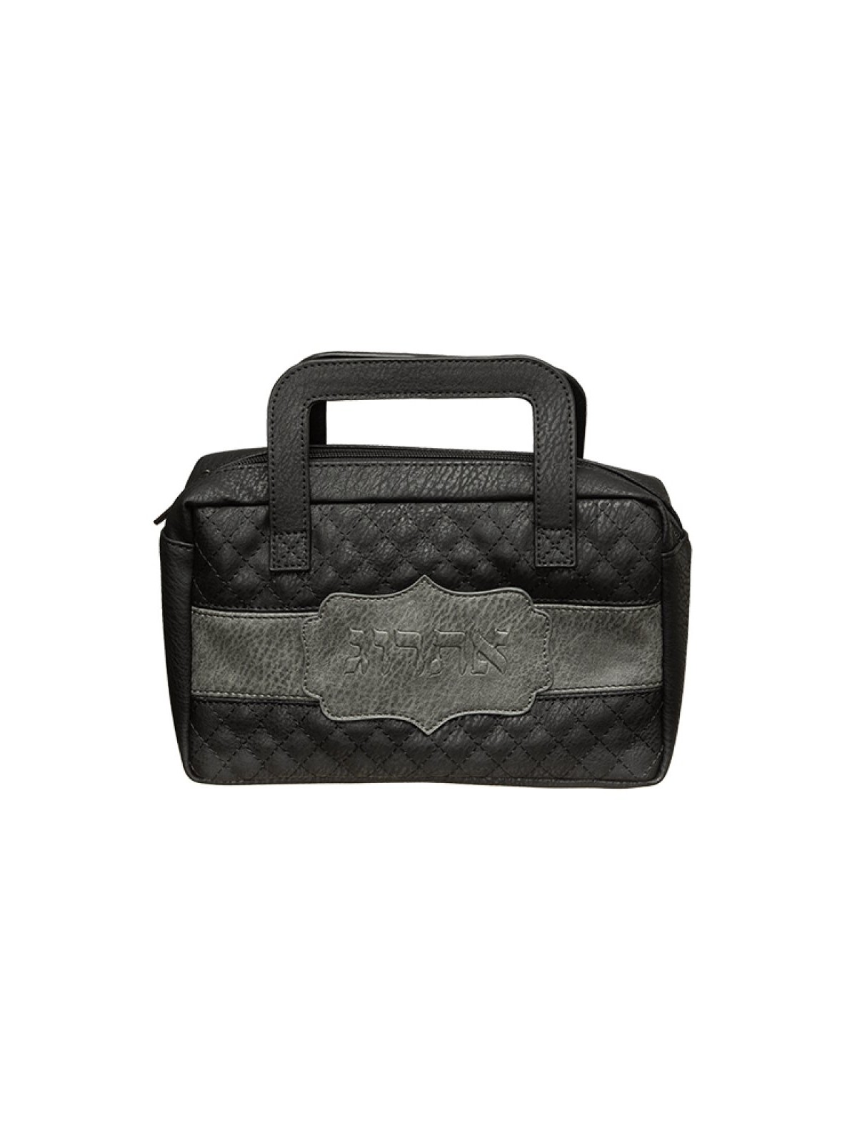 Black Faux Leather Etrog Holder Bag with Horizontal Gra... | Etrog Box