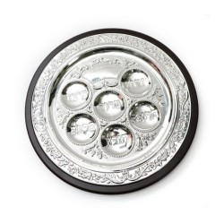 Pesach Passover Seder Plate Silver Plate on Wood Bas... | Seder Plates