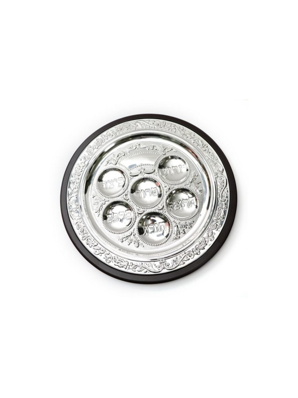 Pesach Passover Seder Plate Silver Plate on Wood Bas... | Seder Plates