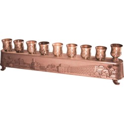2 in 1 Copper Plated Menorah Jerusalem Engraving... | Hanukkah Menorah