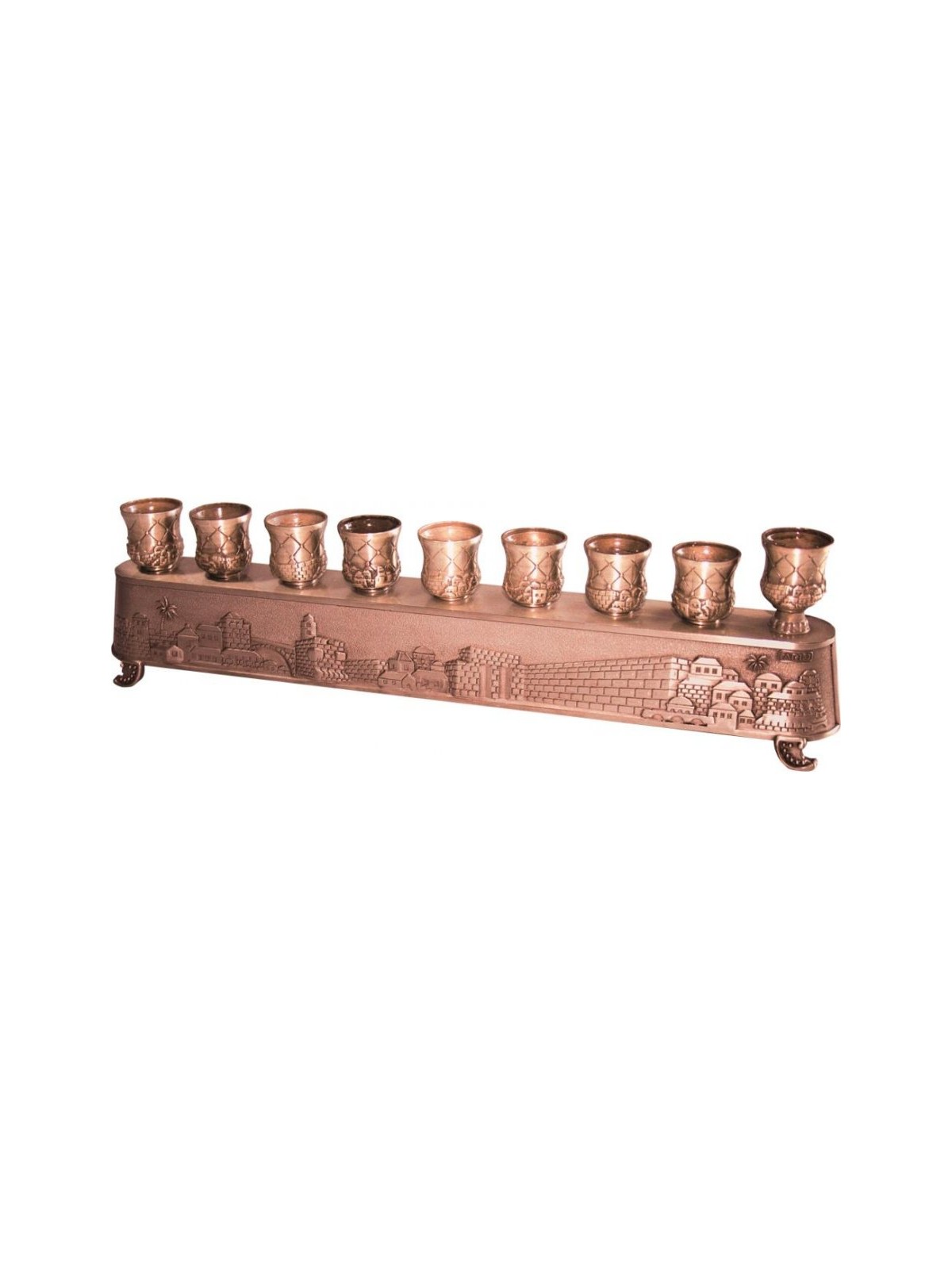 2 in 1 Copper Plated Menorah Jerusalem Engraving... | Hanukkah Menorah