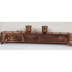 2 in 1 Copper Plated Menorah Jerusalem Engraving... | Hanukkah Menorah