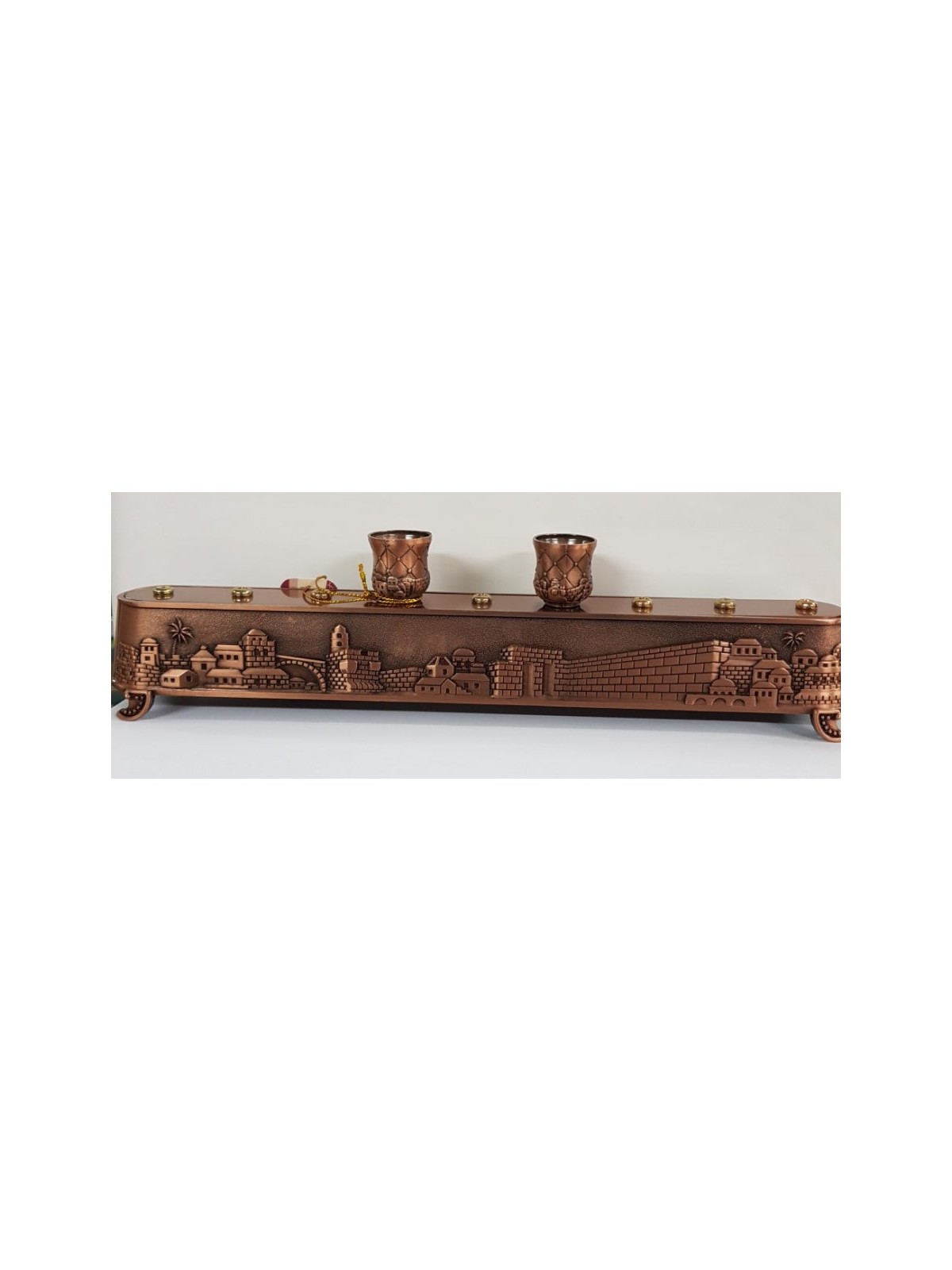 2 in 1 Copper Plated Menorah Jerusalem Engraving... | Hanukkah Menorah