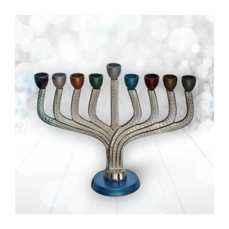 Chanukah Menorah Classic Design Hammered Aluminu... | Hanukkah Menorah