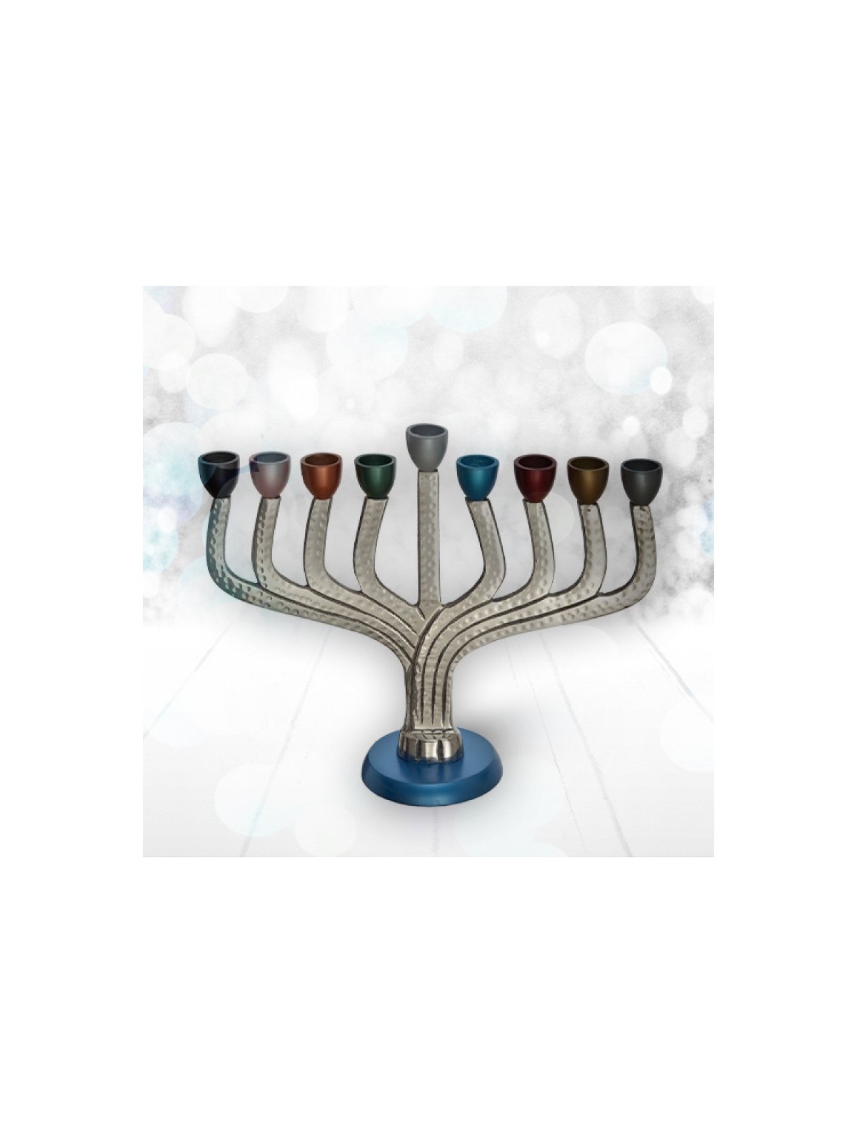 Chanukah Menorah Classic Design Hammered Aluminu... | Hanukkah Menorah