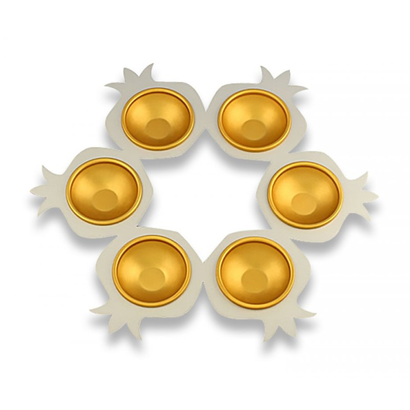 Shraga Landesman Aluminum Passover Seder Plate Gold ... | Seder Plates