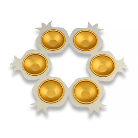 Shraga Landesman Aluminum Passover Seder Plate Gold ... | Seder Plates