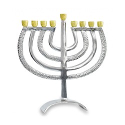 Silver Chanukah Menorah Hammered Branches Glitte... | Hanukkah Menorah