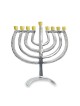 Silver Chanukah Menorah Hammered Branches Glitte... | Hanukkah Menorah