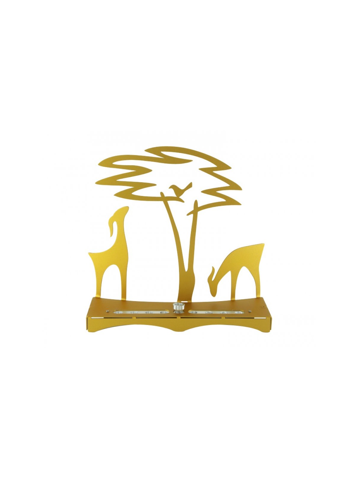 Shraga Landesman Hanukkah Menorah with Acacia Tr... | Hanukkah Menorah