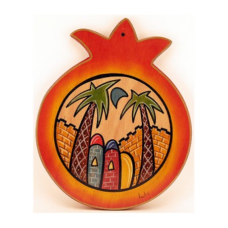 Kakadu Hand Painted Pomegranate Wood Cutting Board... | Challah Boards