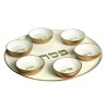 Gold and White Seder Plate with Six Matching Bowls %... | Seder Plates