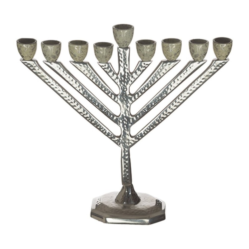 Chabad Lubavitch Chanukah Menorah Silver and Gra... | Hanukkah Menorah