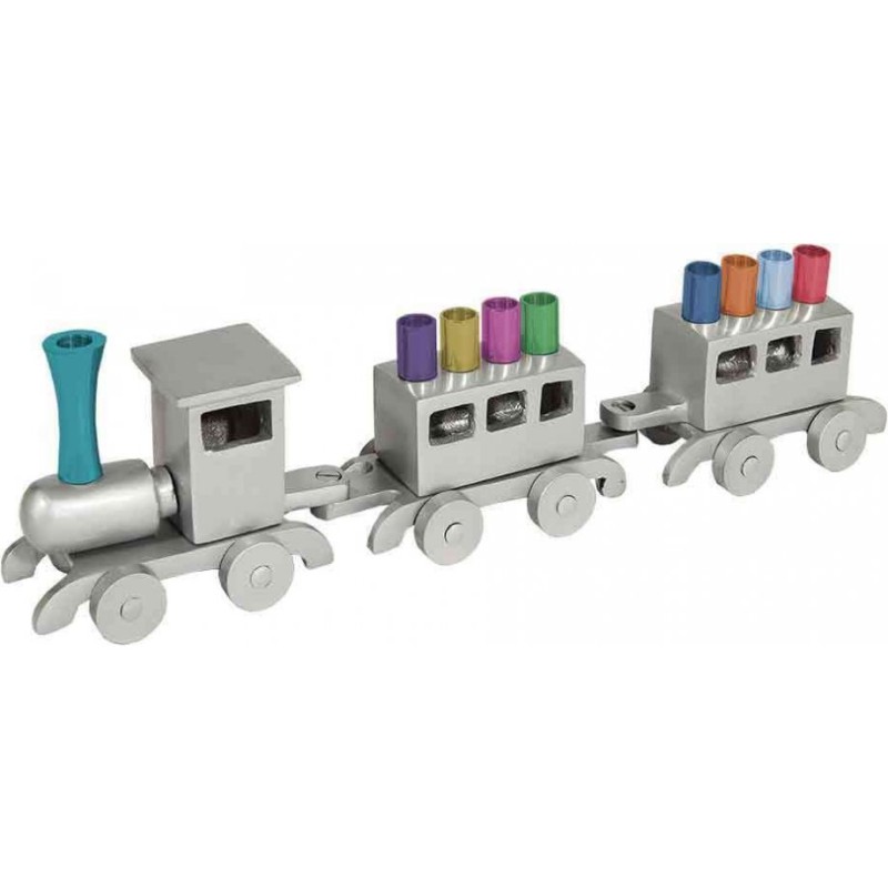 Train Hanu pour enfants en aluminium anodisé Yair Emanuel... | Hanoukka Menorah