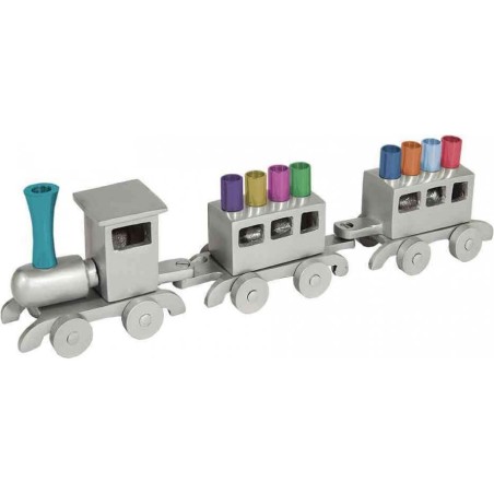 Train Hanu pour enfants en aluminium anodisé Yair Emanuel... | Hanoukka Menorah
