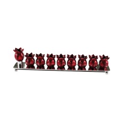 Burgundy Colored Pomegranates on Chanukah Menora... | Hanukkah Menorah