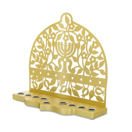 Dorit Judaica Flocon de Menorah Hanoucca en aluminium doré... | Hanoukka Menorah