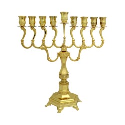 Hanukkah Menorah with Curving Branches Gold Color | Hanukkah Menorah