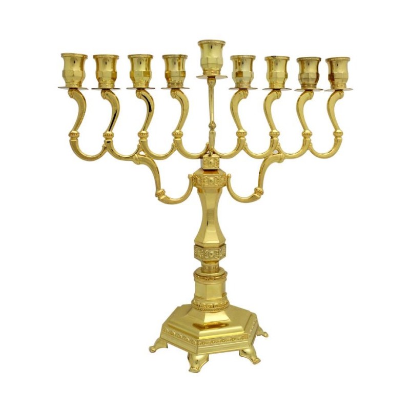 Hanukkah Menorah with Curving Branches Gold Color | Hanukkah Menorah