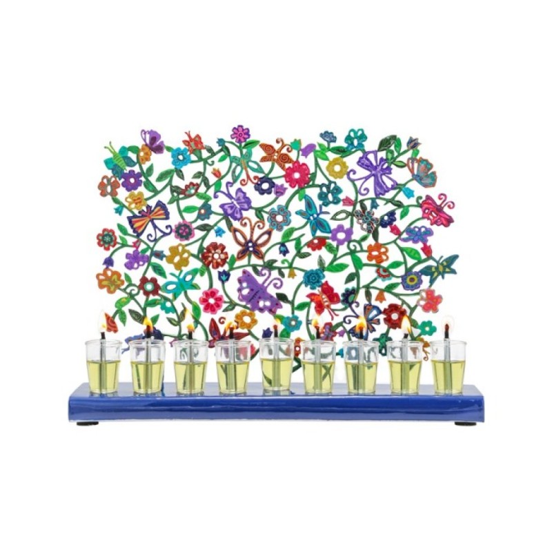 Yair Emanuel Hand Painted Chanukah Menorah Butte... | Hanukkah Menorah