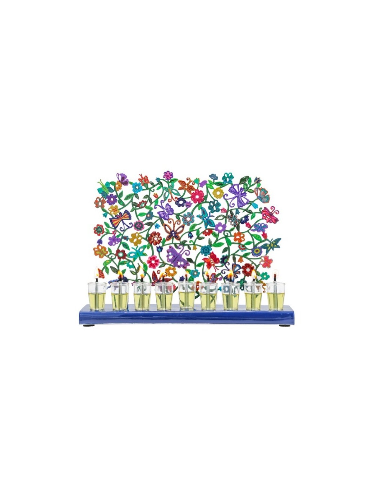 Yair Emanuel Hand Painted Chanukah Menorah Butte... | Hanukkah Menorah