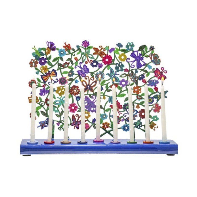 Yair Emanuel Hand Painted Chanukah Menorah Butte... | Hanukkah Menorah