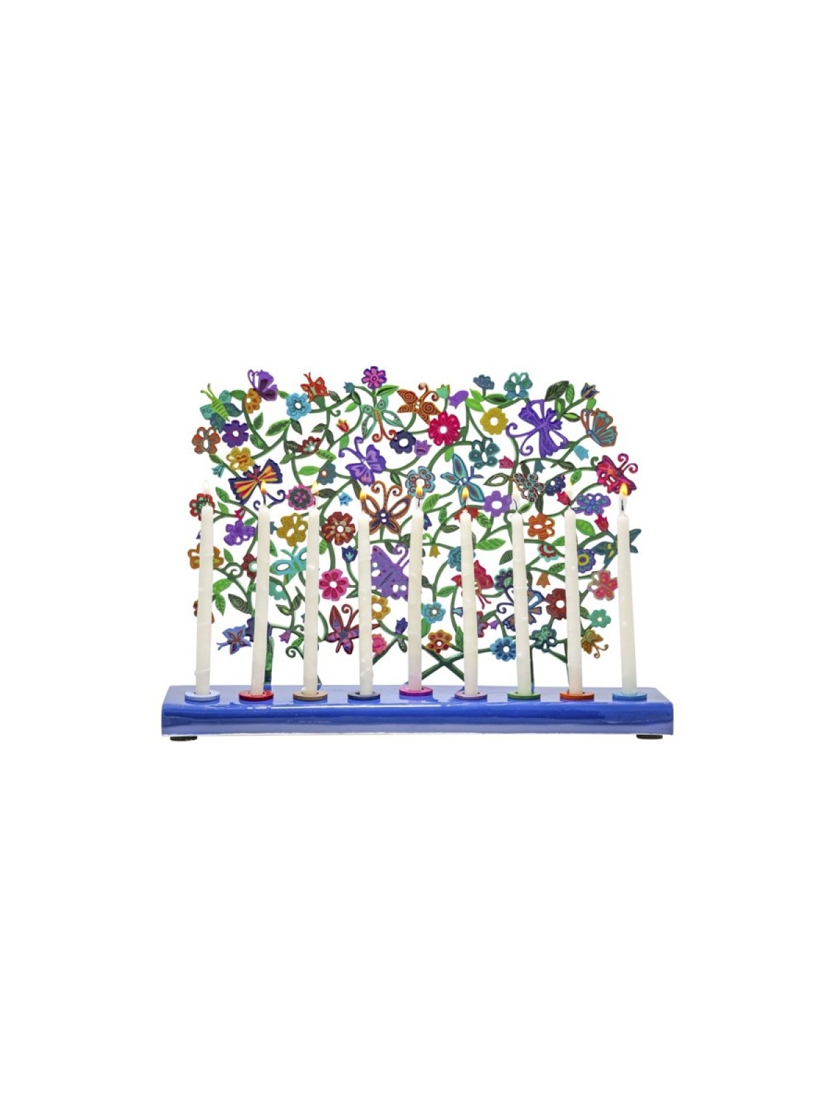 Yair Emanuel Hand Painted Chanukah Menorah Butte... | Hanukkah Menorah