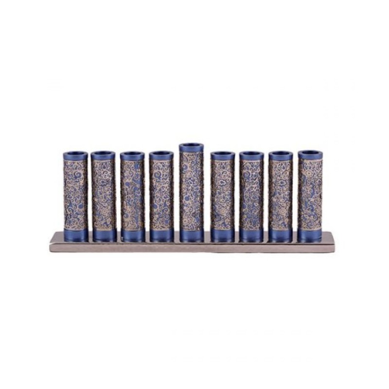 Yair Emanuel Hanukkah Menorah Cylinders with Pom... | Hanukkah Menorah