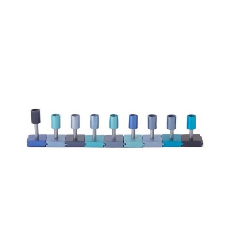 Yair Emanuel DIY Cylinders Chanukah Menorah Blue | Hanukkah Menorah